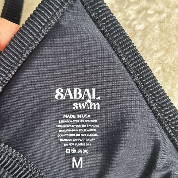NWOT Sabal Swim Cleavage Enhancing Seaside Bikini Top Black Ribbed size M - Picture 6 of 6